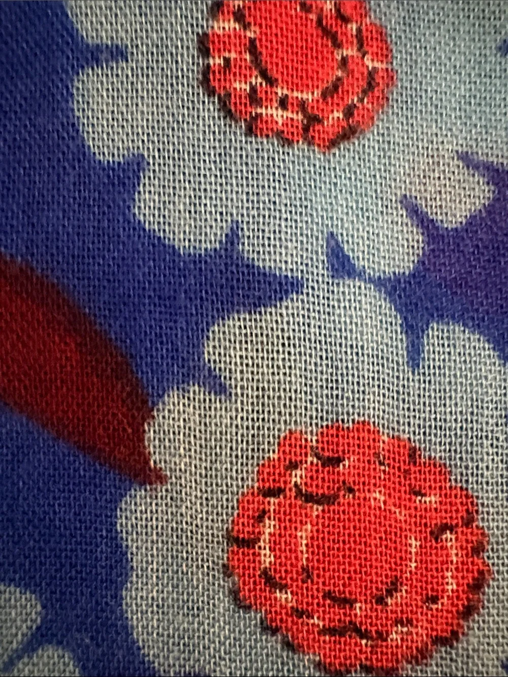 kate spade Tangier Floral Royal Blue Scarf with Coral Accents approx 24”x 80”
